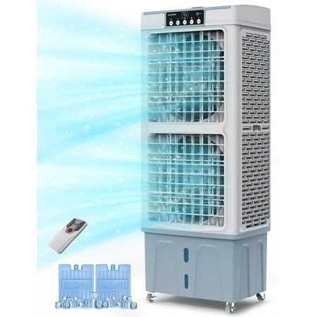 Zelngo 35L Evaporative Air Cool, 5000 CFM, 24H Timer, with Remote Control,3 Wind Speeds Portable Swamp Cooler for Indoor/Outdoor/Garage