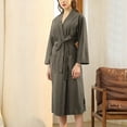 thumbnail image 3 of HVOBTTY Women's Long Robe, Robes for Women, Women's Thick Flannel Beibei Velvet Splicing Extended Poluoge Nightgown Long Pajama Bathrobe Gray, XXXL, 3 of 4