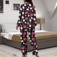 thumbnail image 7 of Kuiaobaty Strawberry Flower Print Pajamas Set for Women Button Down Long Sleeve Tops and Long Pants Loose Plus Size Pajamas Set for Womens Casual Sleepwear, S, 7 of 7