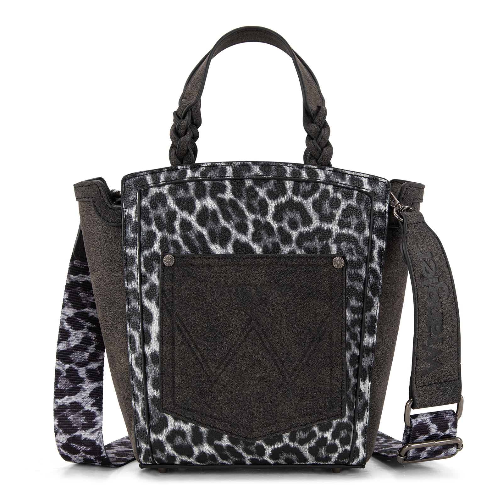 Wrangler Purse for Women Animal Print Crossbody Bags Top-Handle Shoulder Bag Leopard Print Handbag for Everyday Casual Use, Black