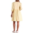 thumbnail image 3 of INSPIRE CHIC Women's Scoop Neck Pocket Puff Sleeves Smocked Casual Dress XL Pale Yellow, 3 of 6