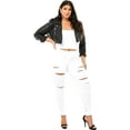 thumbnail image 2 of Jack David BQ6008-R Womens Plus Size Stretch Distressed Ripped Skinny Twill Jeans Pants, 2 of 4