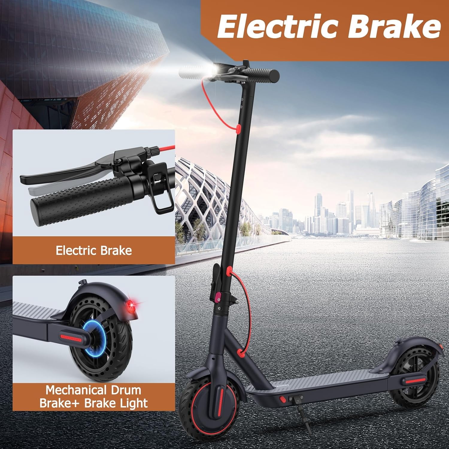 PORORO THES10 Electric Scooters for Adults, Max 19 Miles Range, with 8.5" Tires, 350W, 16MPH, Black