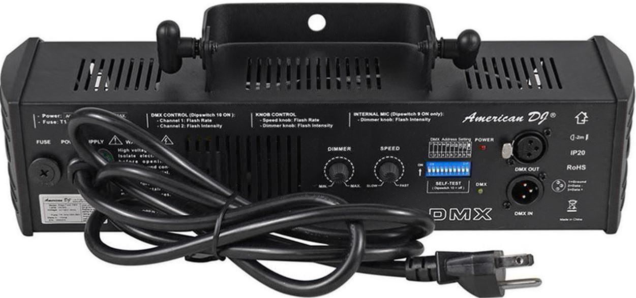 (2) American DJ Mega Flash DMX Strobe Lights w/ Sound Sensor+RGBW Moving Head