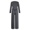 thumbnail image 5 of Womens 2 Piece Matching Lounge Sets 2026 Fall Fashion Ruching Top Wide Leg Drawstring Pants Outfits Gym Sweatsuits Dark Gray 2XL, 5 of 6