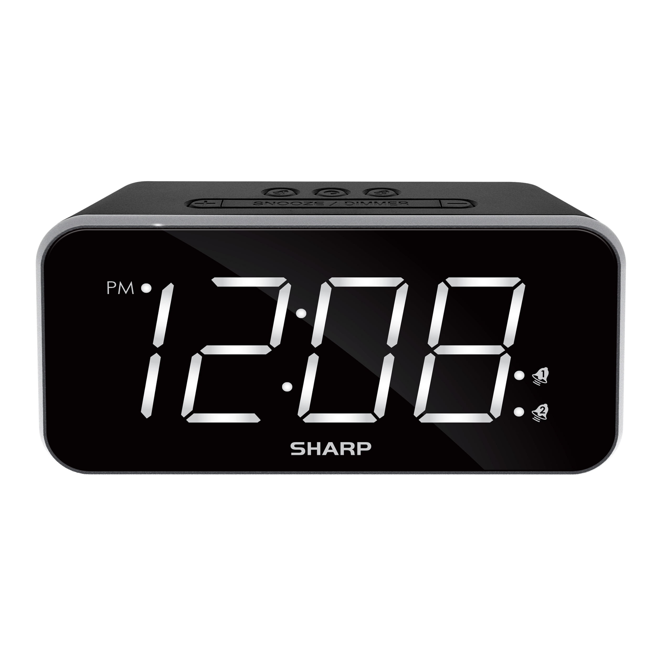Sharp Electric Digital Dual Alarm Clock Battery Backup LED Large Display Snooze 