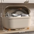 thumbnail image 1 of EastVita Dish Drying Rack, Bottle Drying Rack With Transparent Flip Cover, Pullable Drain Tray, Detachable Chopstick Barrel, Bottom Drainage Hole, Dish Storage Box, 1 of 8