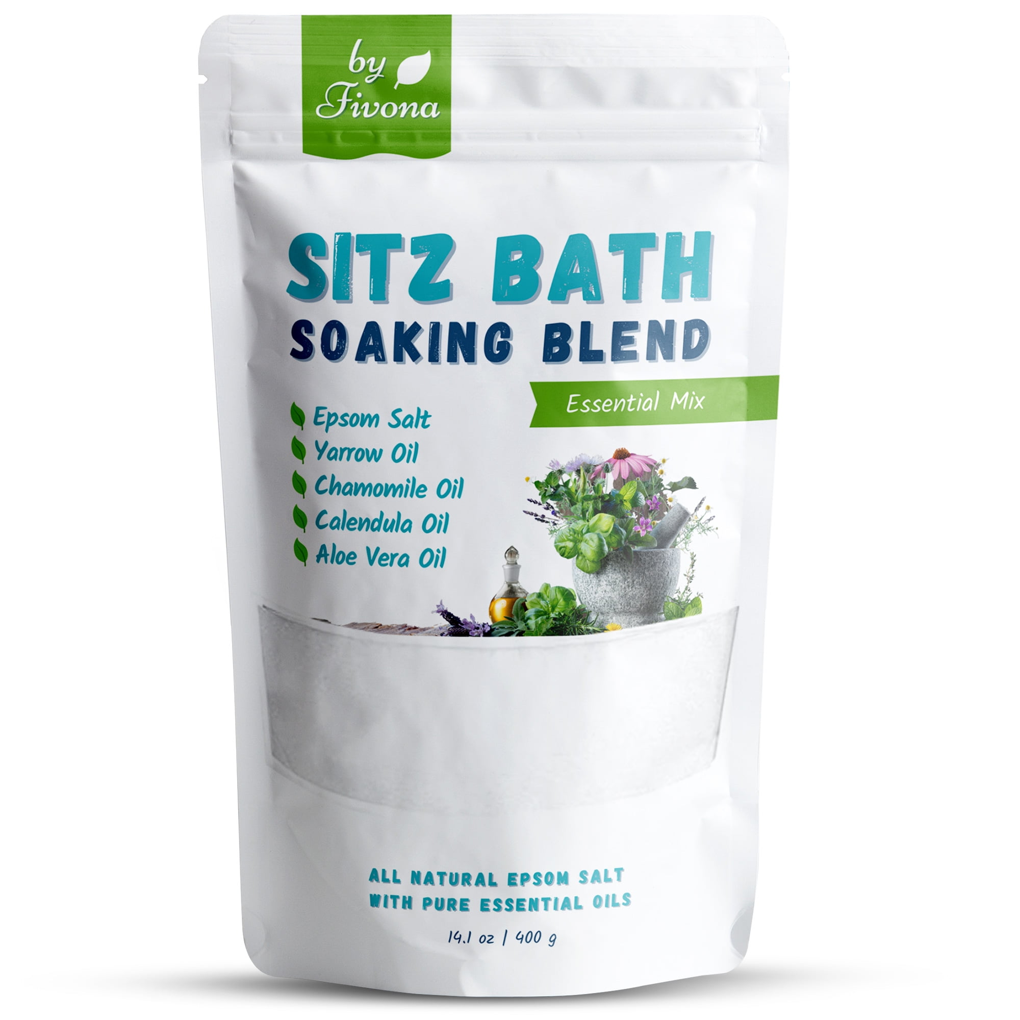 Fivona Sitz Bath Soak Blend of Epsom Salt with Essential Oils for Postpartum and Hemorrhoid Care - 14.1 oz