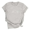 thumbnail image 5 of Valentines Day Shirt for Women Heart Print Round Neck Tee Fashion Casual Short Sleeve Tops ,Gray,XXL, 5 of 7