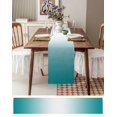 thumbnail image 3 of nqOlkjepod Teal Ombre Table Runner 60 Inches Long Farmhouse Dress Scarves, Turquoise White Gradient Modern Abstract Art Dining Tablerunner for Coffee Table/Kitchen Island/Party Décor, 13" x 60", 3 of 8