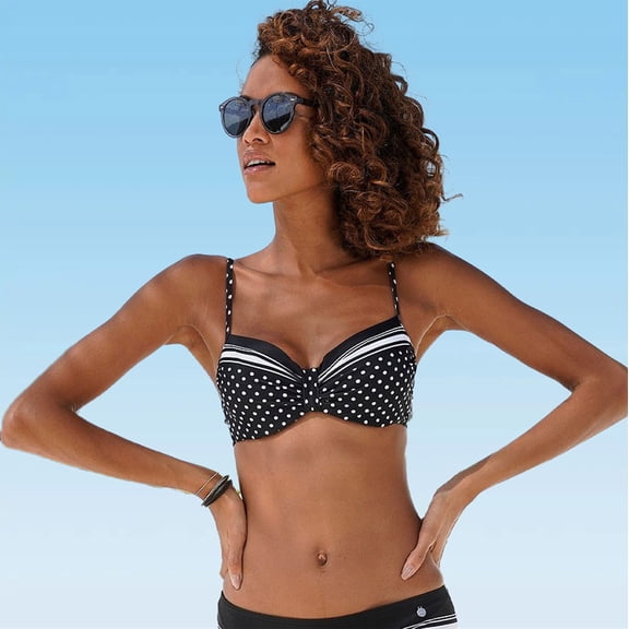 LASCANA Women's Dotted Underwire Bikini Swimsuit Top Bra Sizing Ruching