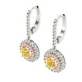 thumbnail image 2 of 1.63 ct Lever-Back Drop Dangle Earrings for Women | 5mm Round Cut Natural Citrine | 18K White/Rose Gold, 2 of 5