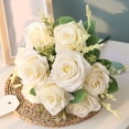 thumbnail image 3 of Flores de Rosas Azules Artificiales, Ramo de Rosas de Seda, Flores Artificiales, DecoracióN de JardíN para el Hogar, Rosas de Boda, ChampáN, 3 of 5