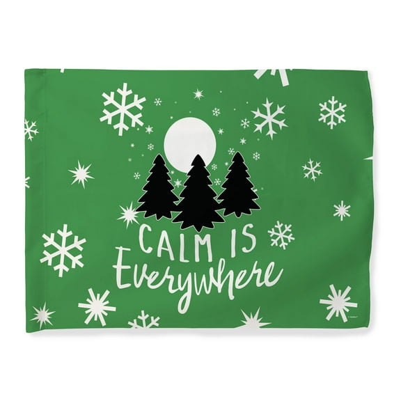 ThisWear Winter Themed House Flag Calm is Everywhere Winter Scene Horizontal House Flag Green