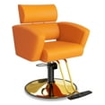 thumbnail image 2 of Baasha Premium Orange Gold Salon Chair, Sleek and Modern Styling Chair with Soft Leather Upholstery, Adjustable Height, and Heavy-Duty Base - Comfortable Hair Salon Chair for Hair Stylist, 2 of 9
