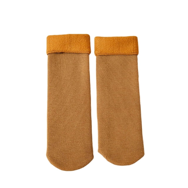 enjoywould 1 Pairs Mid-Tube Ribbed Unisex Socks Winter Thickened Fleece Lining Socks Daily Wear