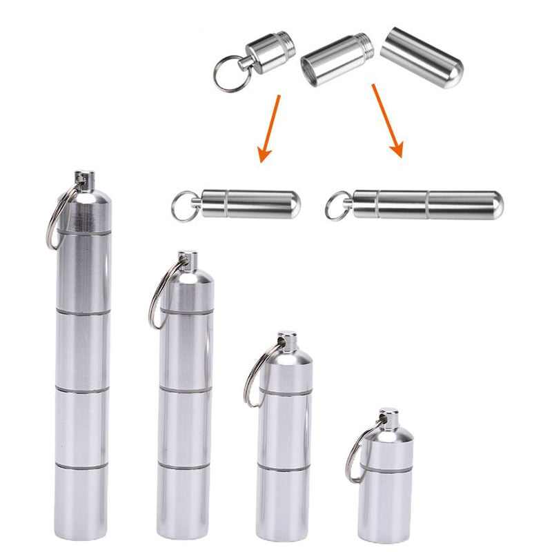 Details about   17mmCapsule Shape Aluminum Pill Storage Box Waterproof Holder Container Keyrings 