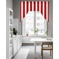 thumbnail image 4 of Red Striped Kitchen Curtains Swag Valance for Windows/Bathroom/Cafe, Christmas Farmhouse Red White Stripes Rod Pocket Drape Panel Swag Curtains Valance for Bedroom/Living Room 56"x36", 4 of 6