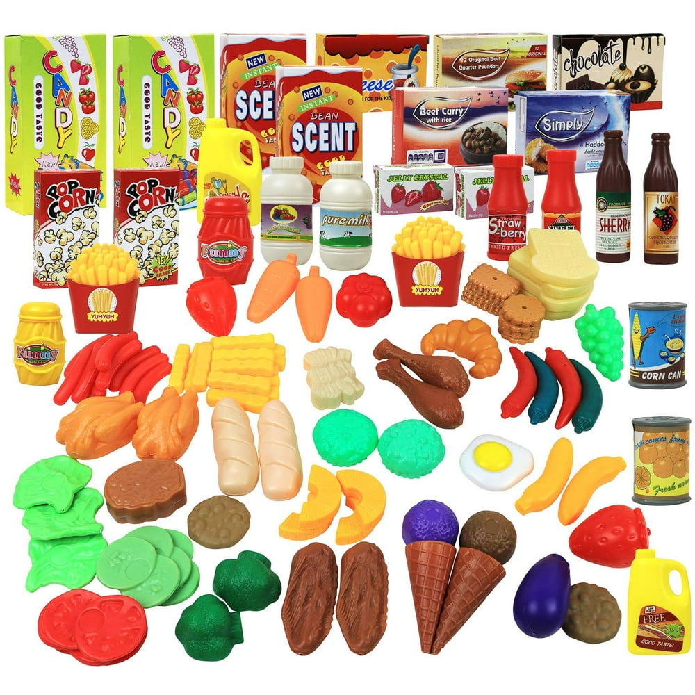 Click N' Play Play Food Set for Kids Pretend Play 120 Piece Set