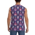 thumbnail image 4 of Lsque leaf flower Skull colorful Print Men's Cotton Blend Sleeveless Muscle Shirts (S-3XL)- Moisture Wicking, Odor Protection, UPF 30+,3X-Large, 4 of 8