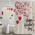 thumbnail image 4 of Happy Valentines Day Shower Curtain Set - Long 72" x 84" Washable Bathtub Curtain with 12 Hooks, Red Love Branches Spring Beige Waterproof Fabric Stall Shower Curtains for Bathroom/Bathtub Décor, 4 of 6
