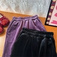 thumbnail image 4 of Mercatoo Kids Girls Velvet Flared Pants Elastic Waist Lightweight Bell Bottom Pants Spring Casual Yoga 𝗕ootcut Trousers, 4 of 4