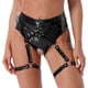 thumbnail image 4 of Ropa interior de charol Wetlook para mujer, lencería Sexy, ropa de discoteca de baile en barra, tiro bajo, sin entrepierna, anillo redondo, Liga de pierna, calzoncillos de látex, 4 of 5