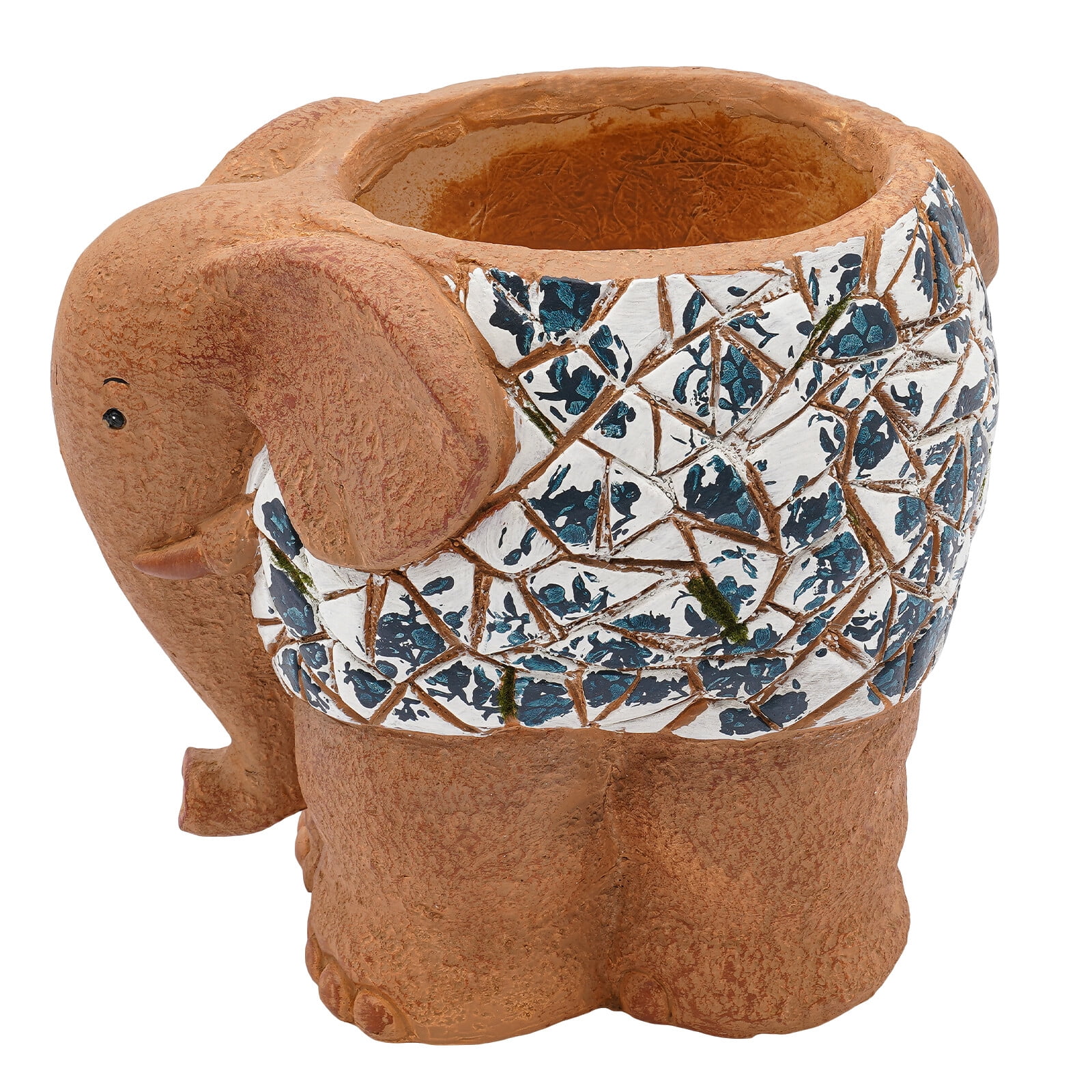 ToppiJoy Cute Elephant Shaped Flower Pot, Magnesium Oxide Animal-shaped Planter Pot with Drainage Hole, for Garden Yard Porch Patio Decor Brown