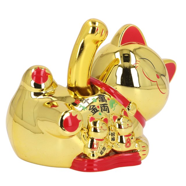Lucky Cat Waving Arm, Solar Waving Cat Chinese Waving Cat Chinese Lucky Cat with Innovative Cute Auto Waving Arm Solar Powered for Car Dashboard Checkout Counter Start Business