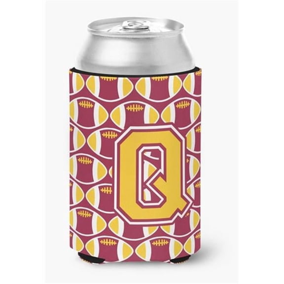 Letter Q Football Maroon & Gold Can or Bottle Hugger