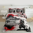 thumbnail image 2 of jejeloiu Japanese Samurai Bedding Comforter Set,Retro Ink Painting Twin Comforter Sets,Red Flower Floral Bedding Set For Boys Kids,Microfiber Bedroom Decor Reversible,2 Pieces, 2 of 8