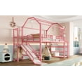 thumbnail image 4 of Full Size Adjustable Bed Base, Full House Loft bed with Slide and Stairs, Metal Playhouse Bed with Storage Shelves, House-shaped Roof and Noise-free Design, Pink, Pink Bed Frames,Platform Bed Frames, 4 of 9