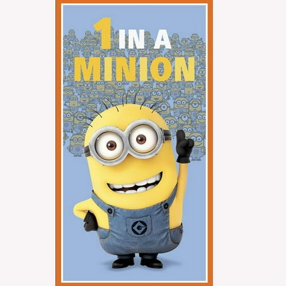 Despicable Me One In A Minion Blue 100% Cotton Fabric By The Panel 23" x 43"