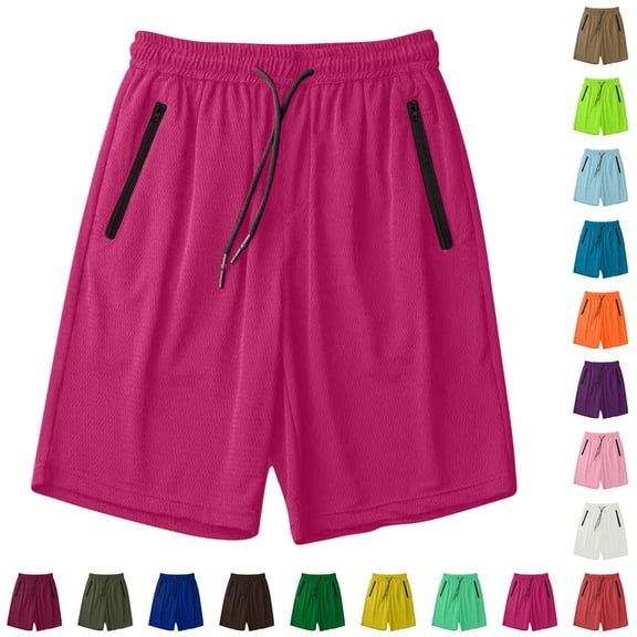 LIBRCLO Mens Shorts Elastic Waist Quick Dry Athletic Casual Workout Shorts Breathable Summer Lightweight Short Pants with Pockets Hot Pink XXL