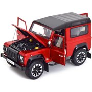 Land Rover Defender 90 Works V8 Red Metallic with Gloss Black Top 70th Edition 1/18 Diecast Model Car by LCD Models