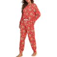thumbnail image 2 of SCRAWLGOD Cow Snowflakes Pjs Women Long Sleeve Pajamas for Women Set of 2 Piece Lounge Crewneck Women Sleepwear Size Large Breathable Women House Wear, 2 of 7