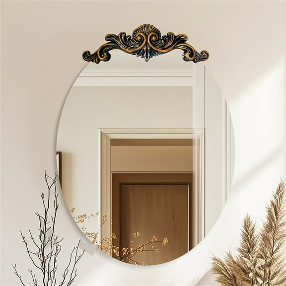 LUVODI 27.56x37.20 inch Vintage Ornate Baroque Oval Wall Mirror Antique Bathroom Vanity Mirror Durable