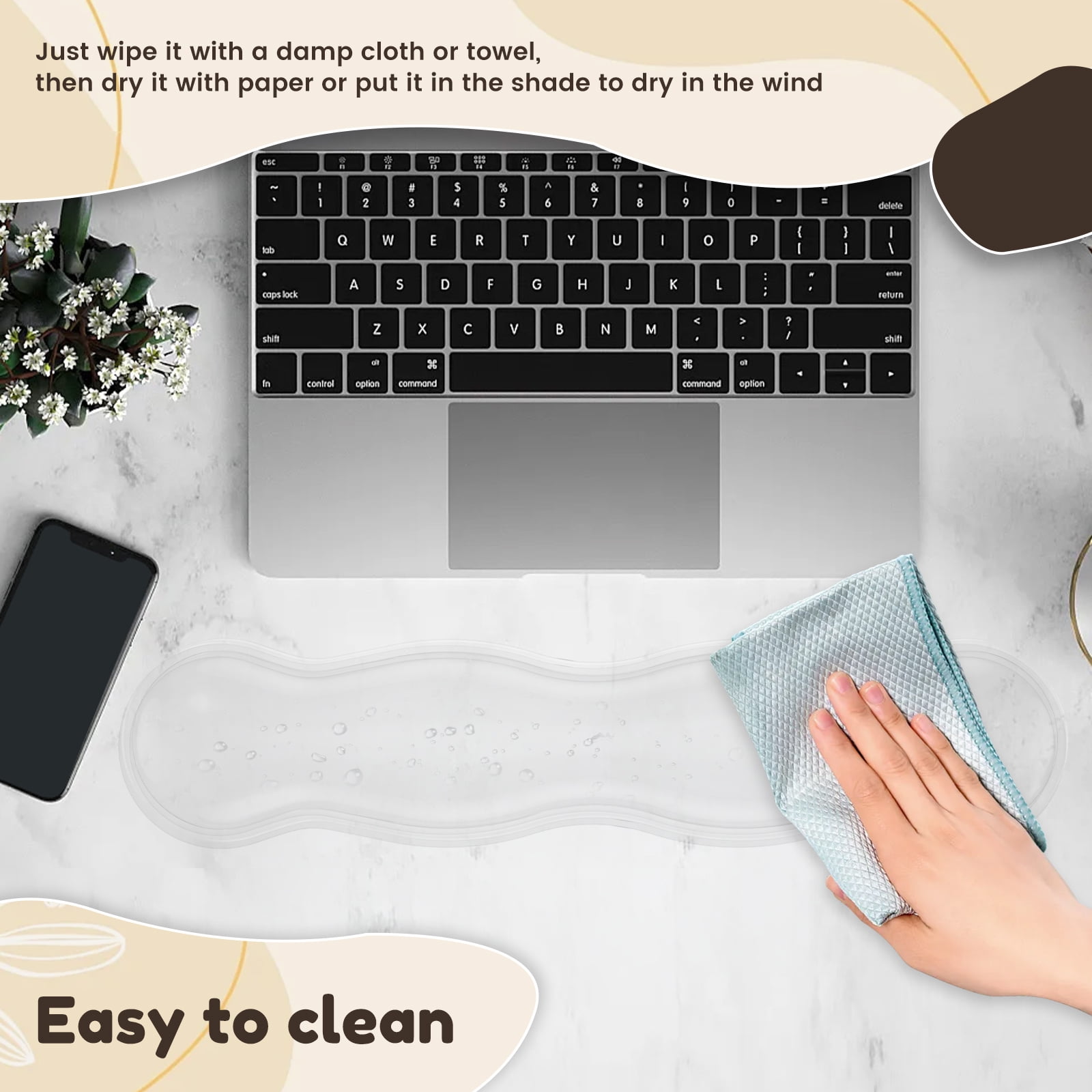 Vensio -2Pcs Silicone Keyboard and Mouse Wrist Rest Set with Cooling Gel, Ergonomic Hand Rest Support Pad for Office Work and Gaming, Shock Absorption Desktop Blue
