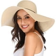 thumbnail image 5 of Womens Wide Brim Straw Hat Big Floppy Foldable Roll up Cap Beach Sun Hat UPF 50+, 5 of 6