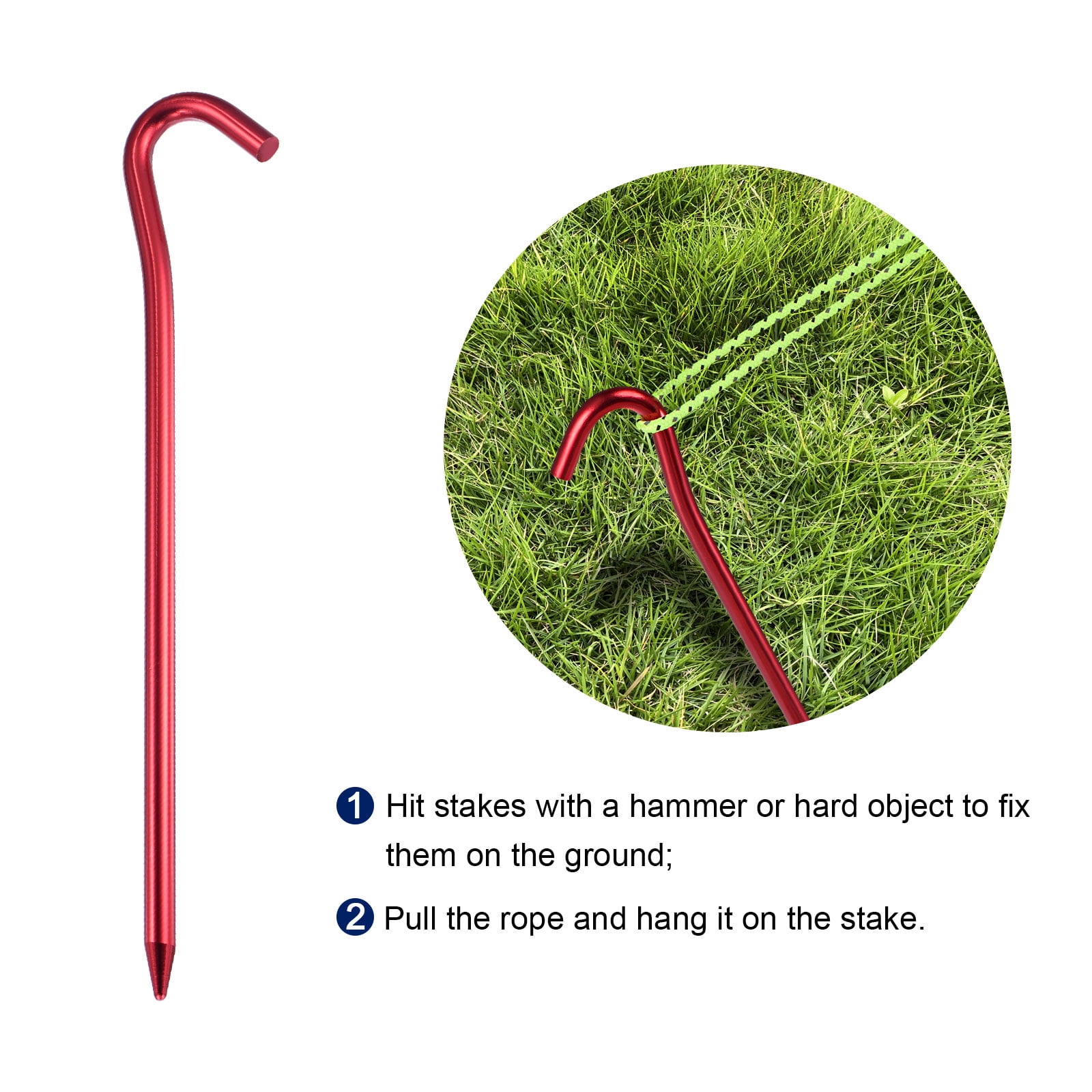 Unique Bargains Tent Stakes Hook Aluminum Alloy Heavy Ground Pegs for Camping Canopy 6 Pack