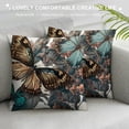 thumbnail image 3 of Shiartex  Butterflies with Orchids and Leaves，Pillow Covers Decorative Cushion Cover Throw Printed Pillow Case ，Brown and Blue, 3 of 5