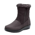 thumbnail image 2 of Bnwani Boots for Women Winter Fashion Pile Toe Flat Mid-Calf Ankle Fleece Warm Snow Boot Brown Size 6.5, 2 of 7