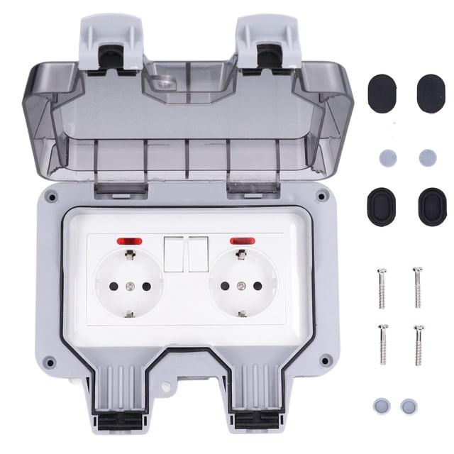 Cover Box Outlet IP66 Weatherproof Outdoor Socket with Independent Switch Indicator Light 250V