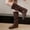 Coffee, variant on Fnooota Women's Knee High Boots, Non Slip Round Toe Casual PU Fall Winter Shoes Brown Size 6