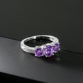 thumbnail image 3 of Gem Stone King 1.82 Ct Oval Purple Amethyst 925 Sterling Silver Moissanite Ring (Size 8), 3 of 4