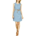 thumbnail image 6 of MODA NOVA Junior's Denim Button Up Sleeveless Tunic Dress with Pockets, 6 of 6