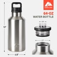 thumbnail image 4 of Ozark Trail 64 oz Stainless Steel Insulated Water Bottle with Chug Lid & Handle, Leak-Proof, Wide-Mouth Reusable Travel Water Bottle, Silver, 4 of 9