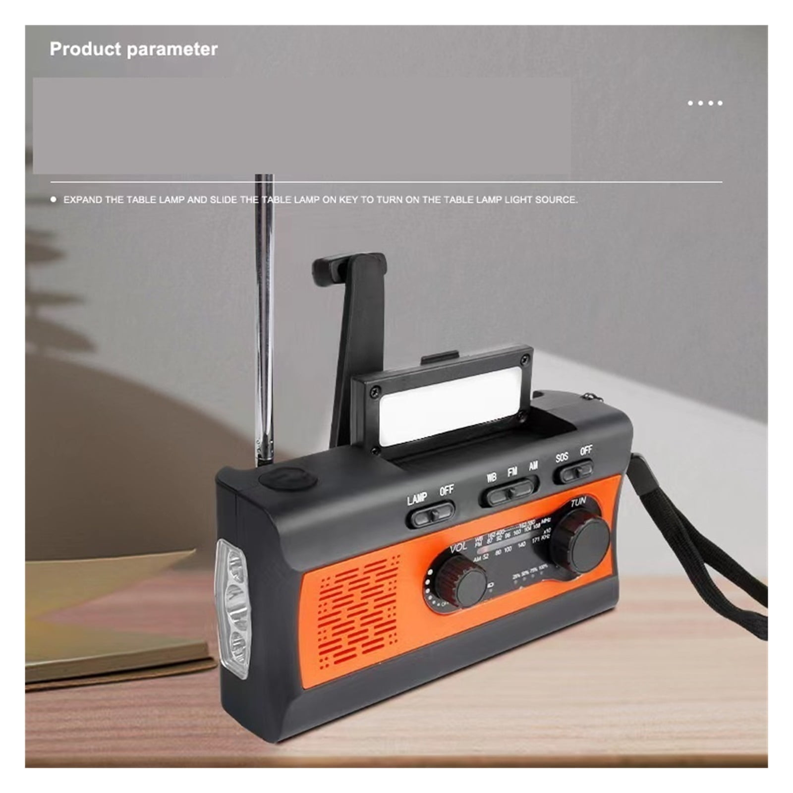 Hand-Crank Emergency Radio with Solar Power for Outdoor Survival and Disaster Relief - Multi-Function Charging and Emergency Features ,Portable
