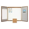 Quartet Cabinet, Dry Erase, Fabric/Porcelain/Steel, 48 x 48 x 24, Beige/White, Oak Frame