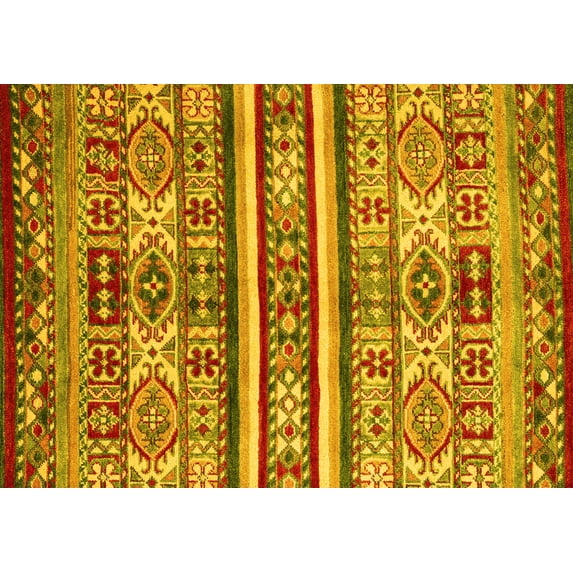 Ahgly Company Machine Washable Indoor Rectangle Abstract Yellow Modern Area Rugs, 6' x 9'